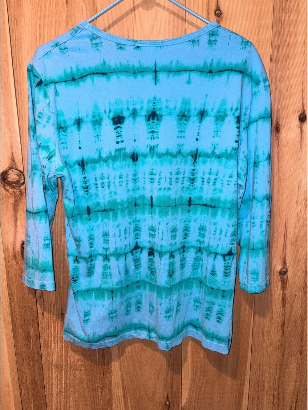 Y2K 100% cotton tie dye 3/4 sleeve V-neck top - woman’s xl - Picture 3 of 4